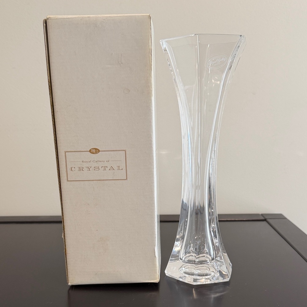 Macy's Clear Crystal Hexagonal Flared Vase